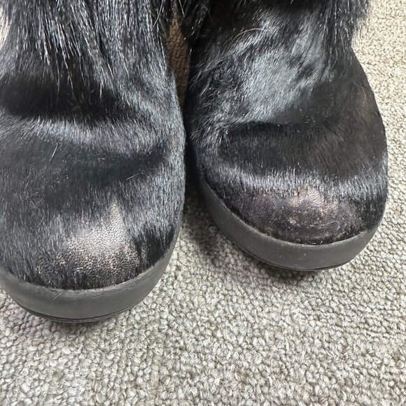 Tecnica Skandia Apres Ski Skiing Goat Hair Black Winter Fur Boots Size 7 Women - Picture 4 of 8